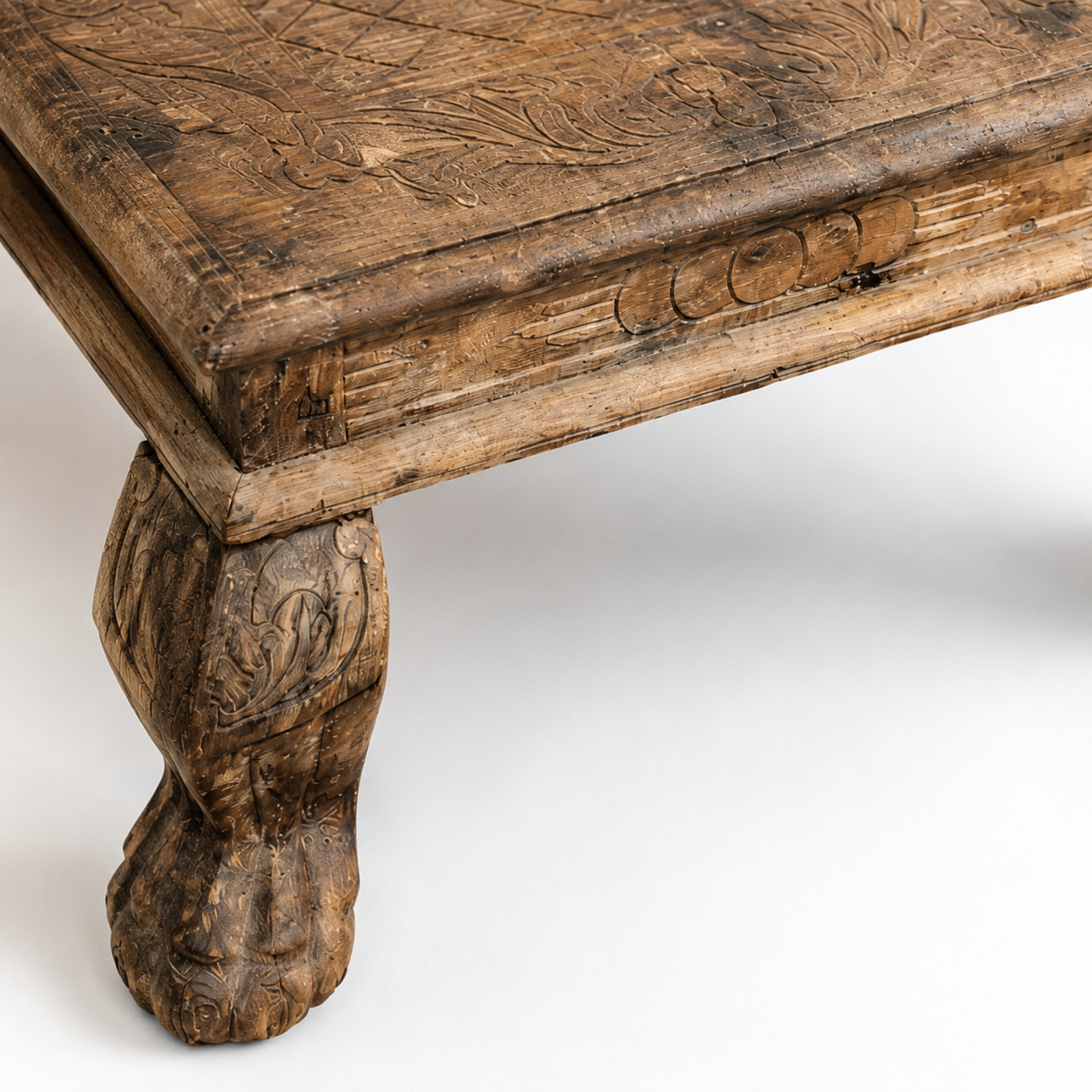 Vintage Hand Carved Wooden Bajot Table