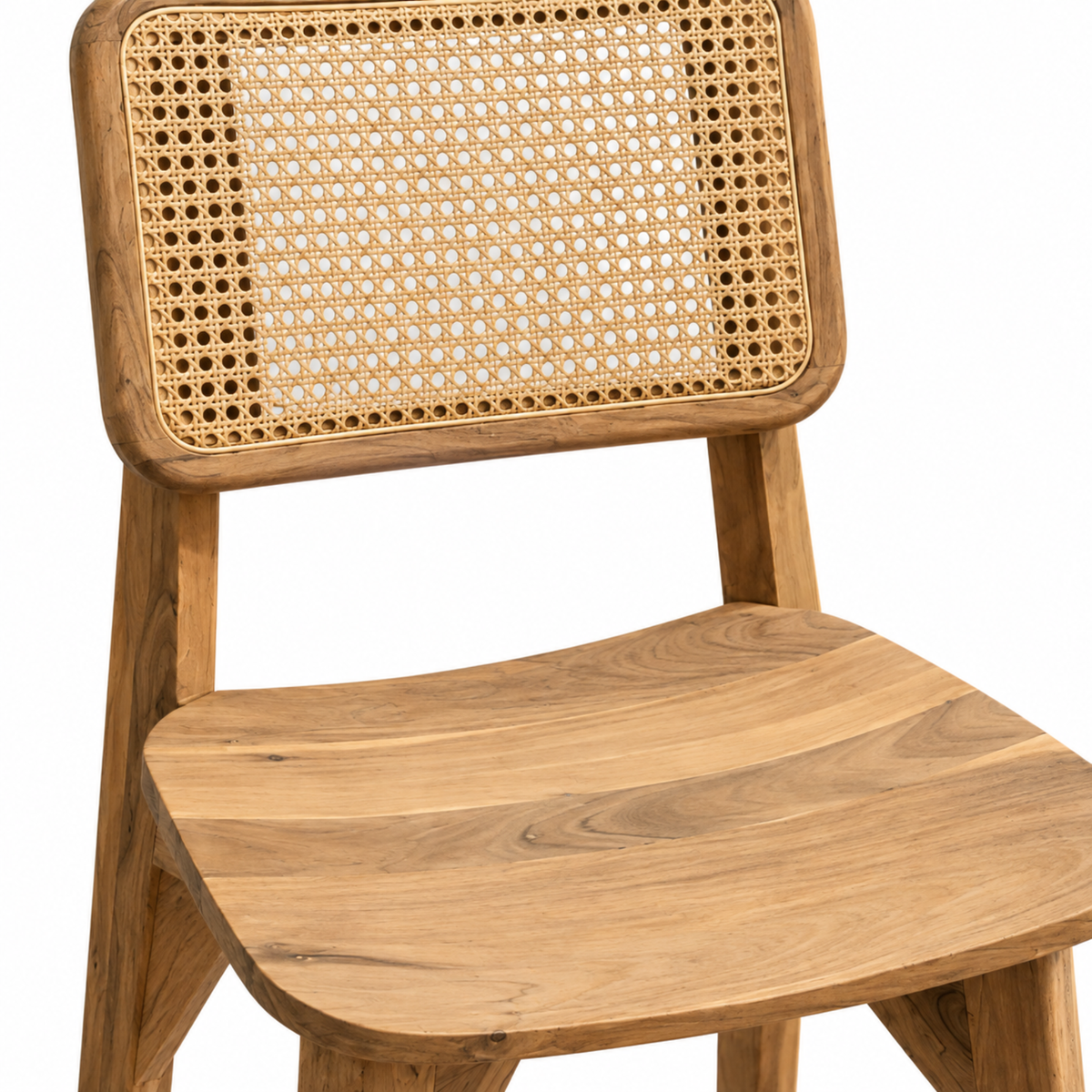 Rattan Backrest Teak Wood Dining Chair