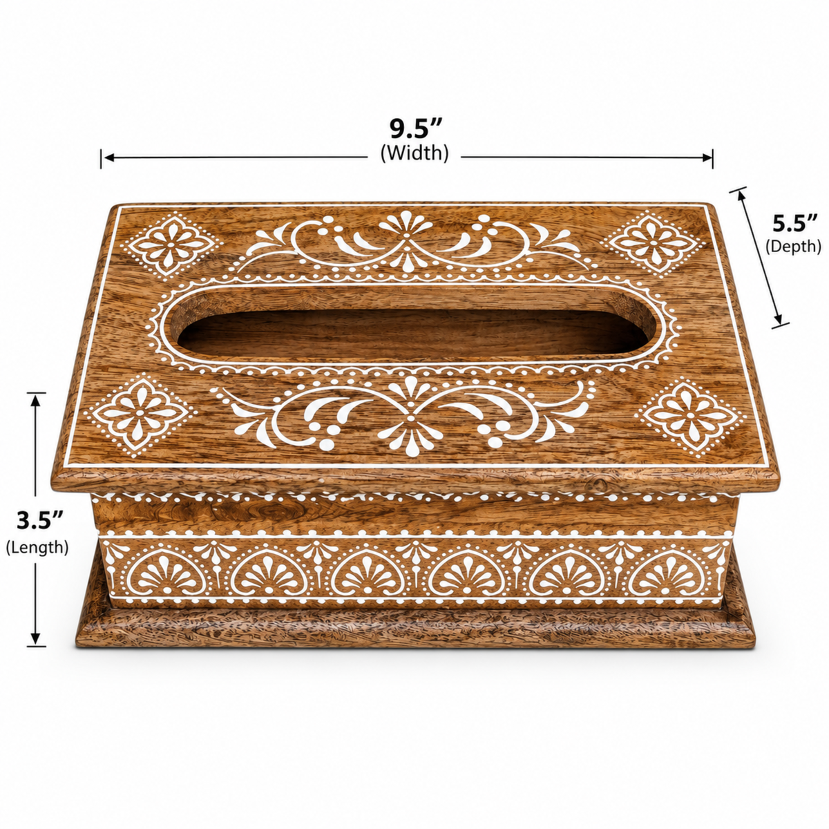 Heritage Brushwork Hand-Painted Wooden Tissue Holder