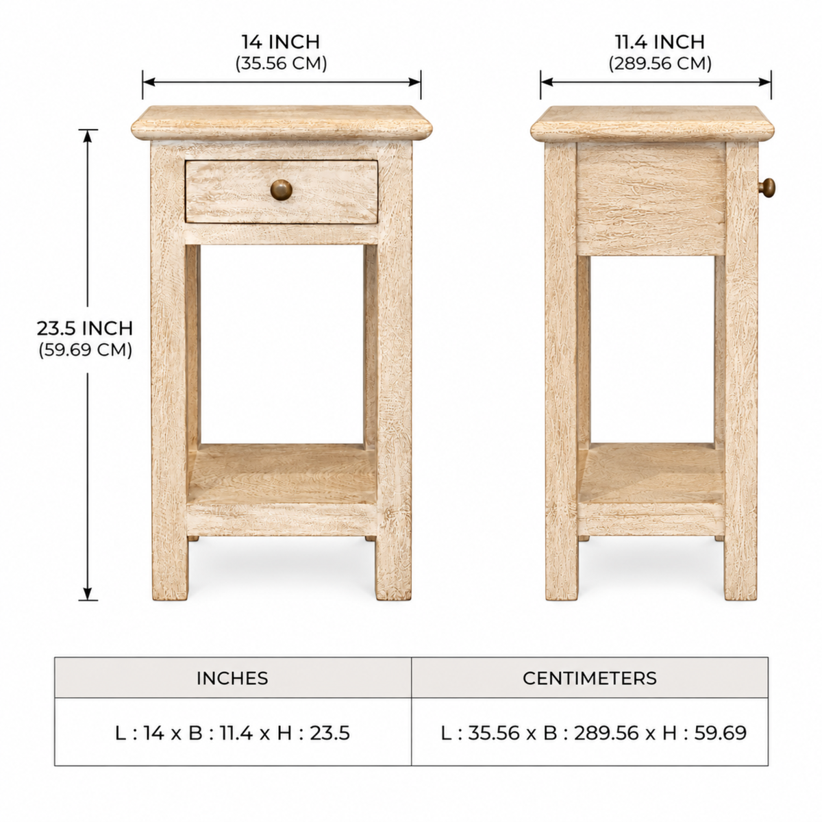 Vintage Ivory Distressed Side Table