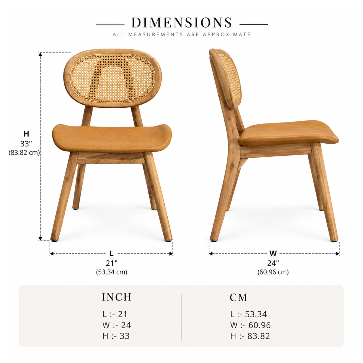 Woven Rattan Backrest Faux Leather Dining Chair