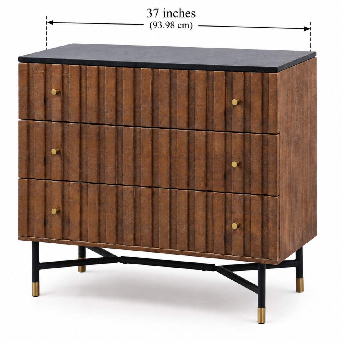 Fluted Noir Granite Drawer Chest
