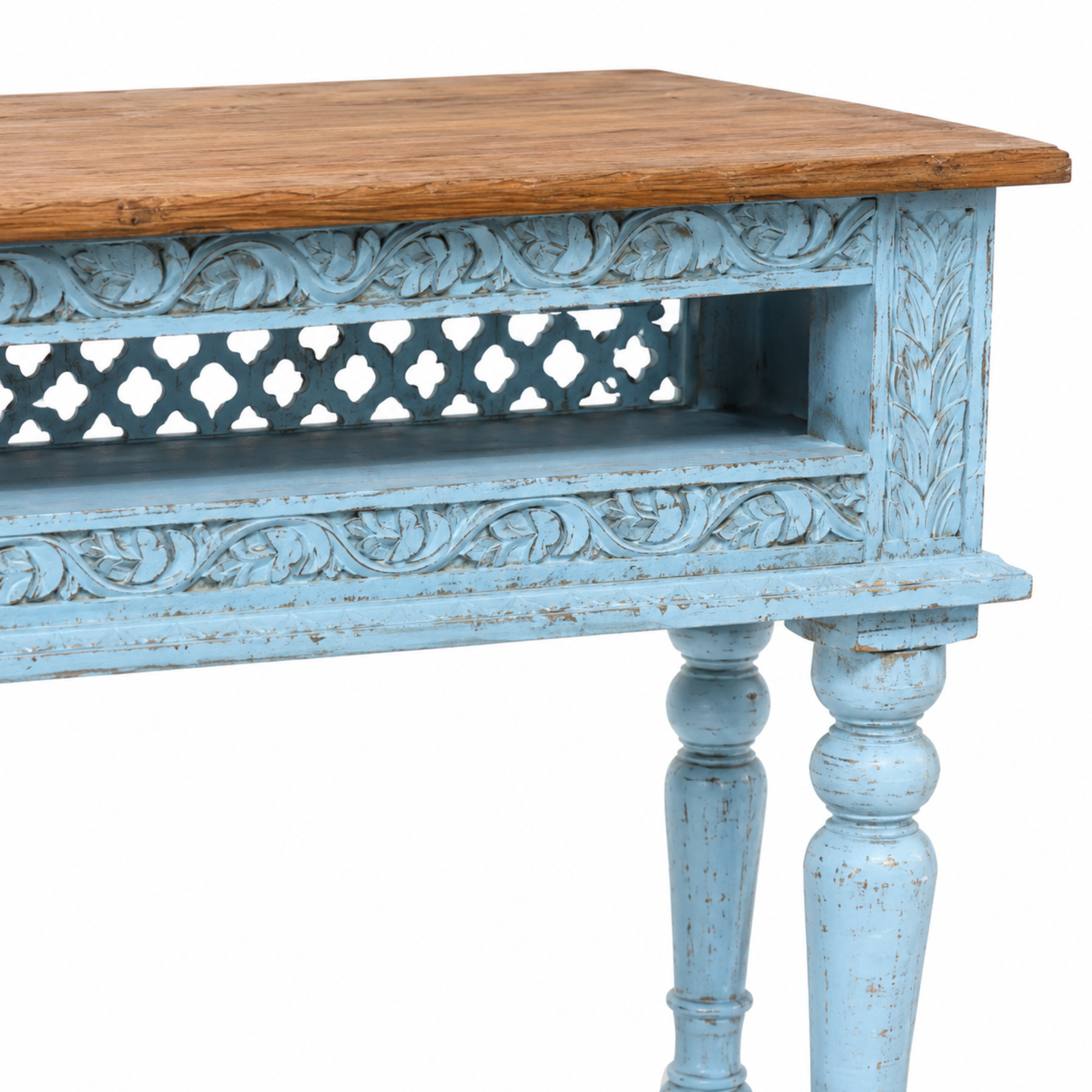 Azure Haven Carved Console Table