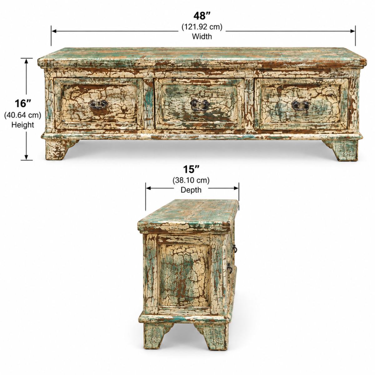 Meadowcrest Distressed Green Drawer Cabinet