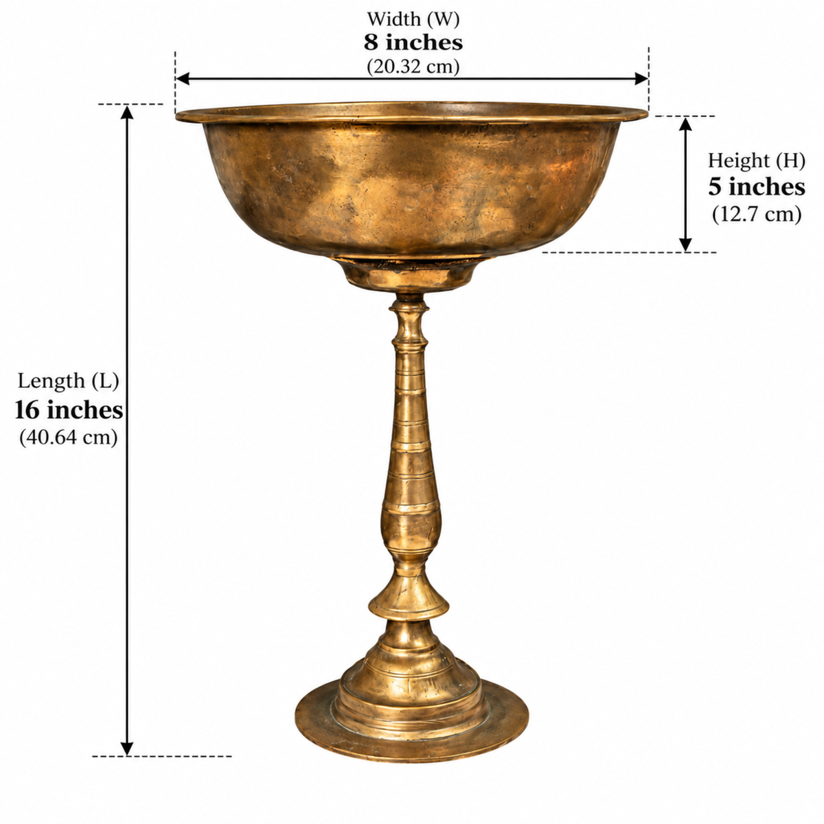 Antique Brass Bowl with Decorative Stand