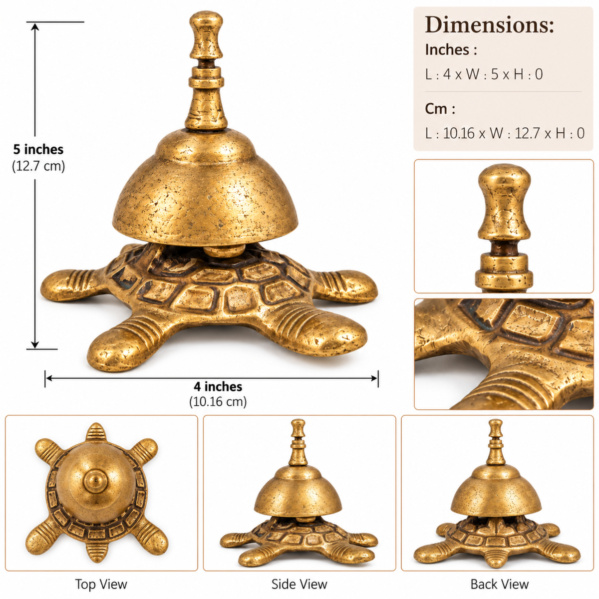 Antique Brass Tortoise Desk Bell