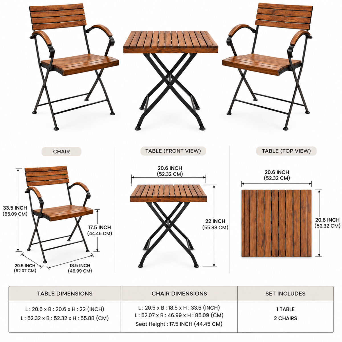 Solara Foldaway Garden Bistro Set