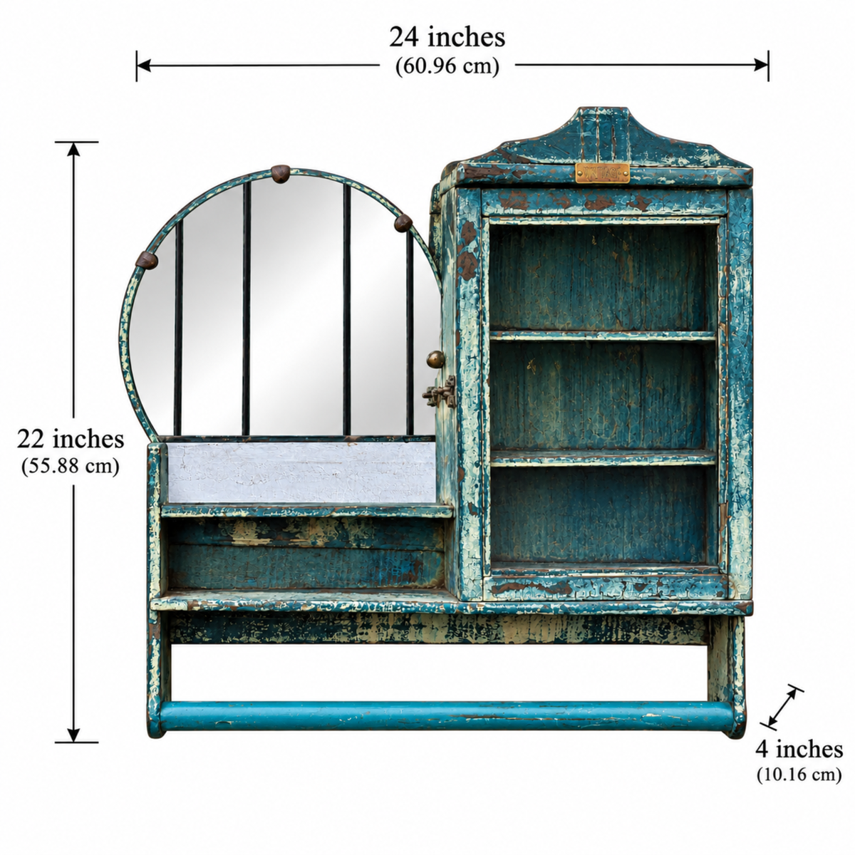 Turquoise Heritage Mirror Dresser Cabinet