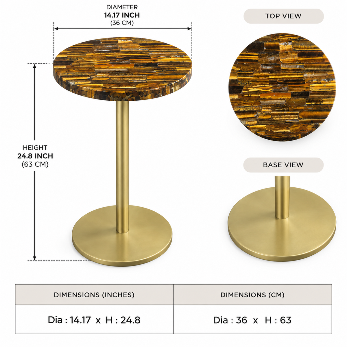 Tiger Eye Stone Accent Table