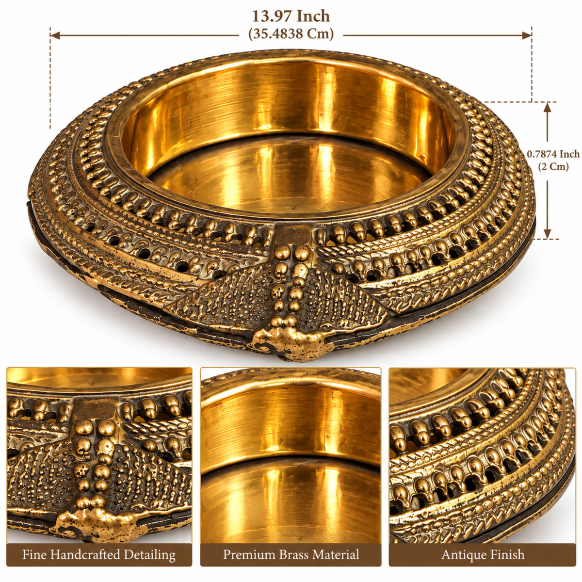 Compact Rustic Brass Decorative Bowl