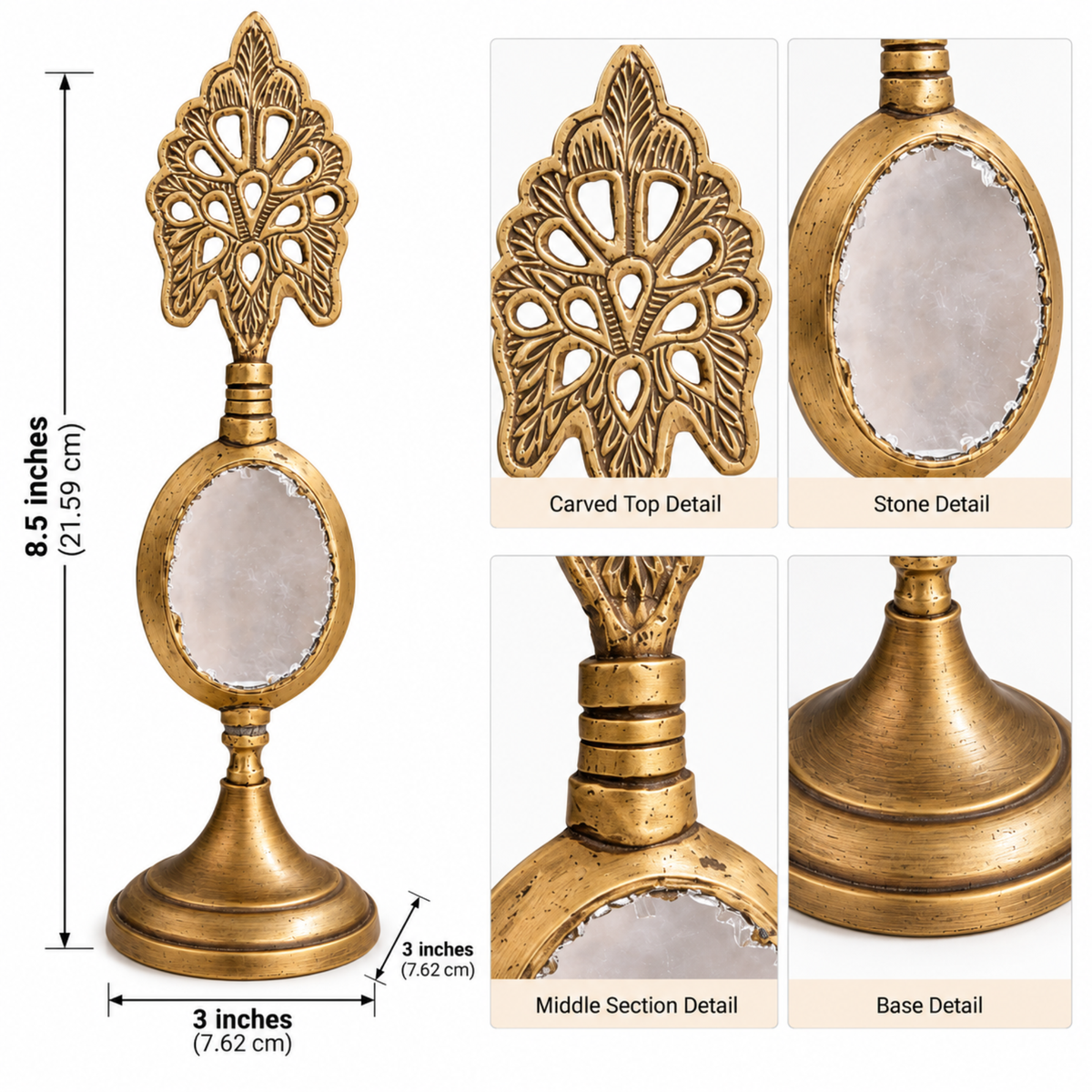 Antique Brass Surma Dani with Mirror