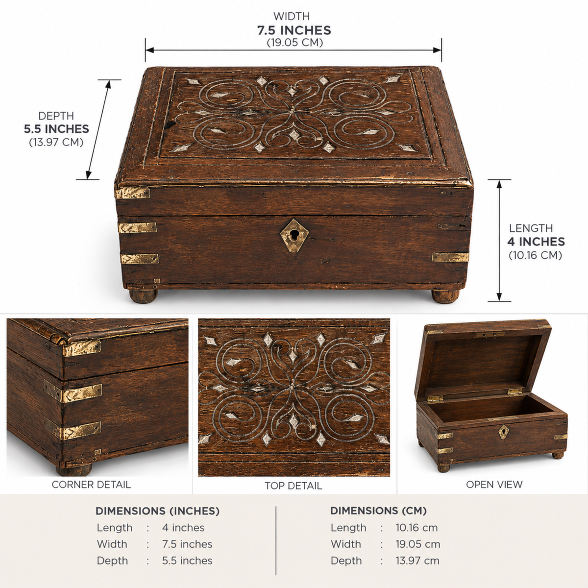 Heritage Carved Wooden Storage Chest