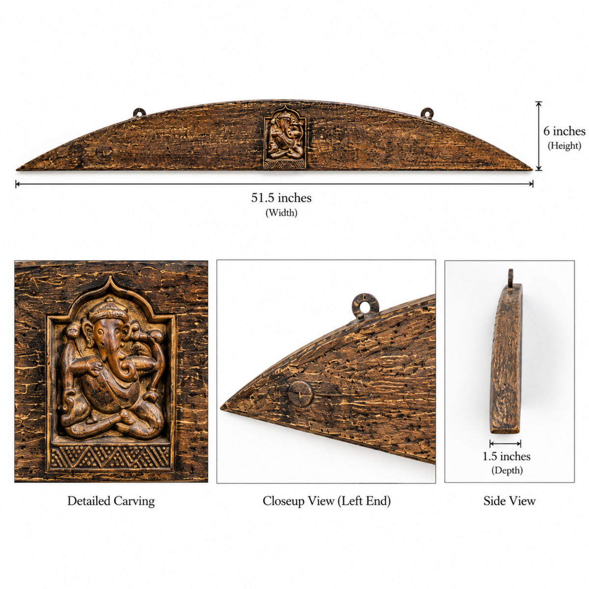 Carved Heritage Ganesha Wood Wall Panel