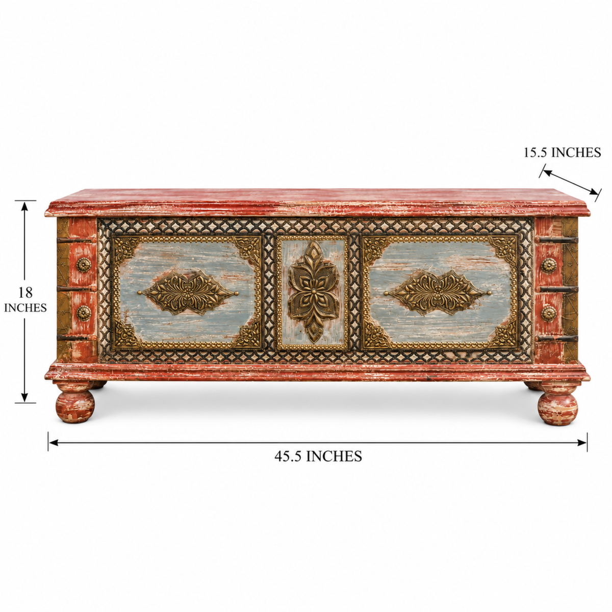 Chestnut Patina Brasswork Storage Trunk