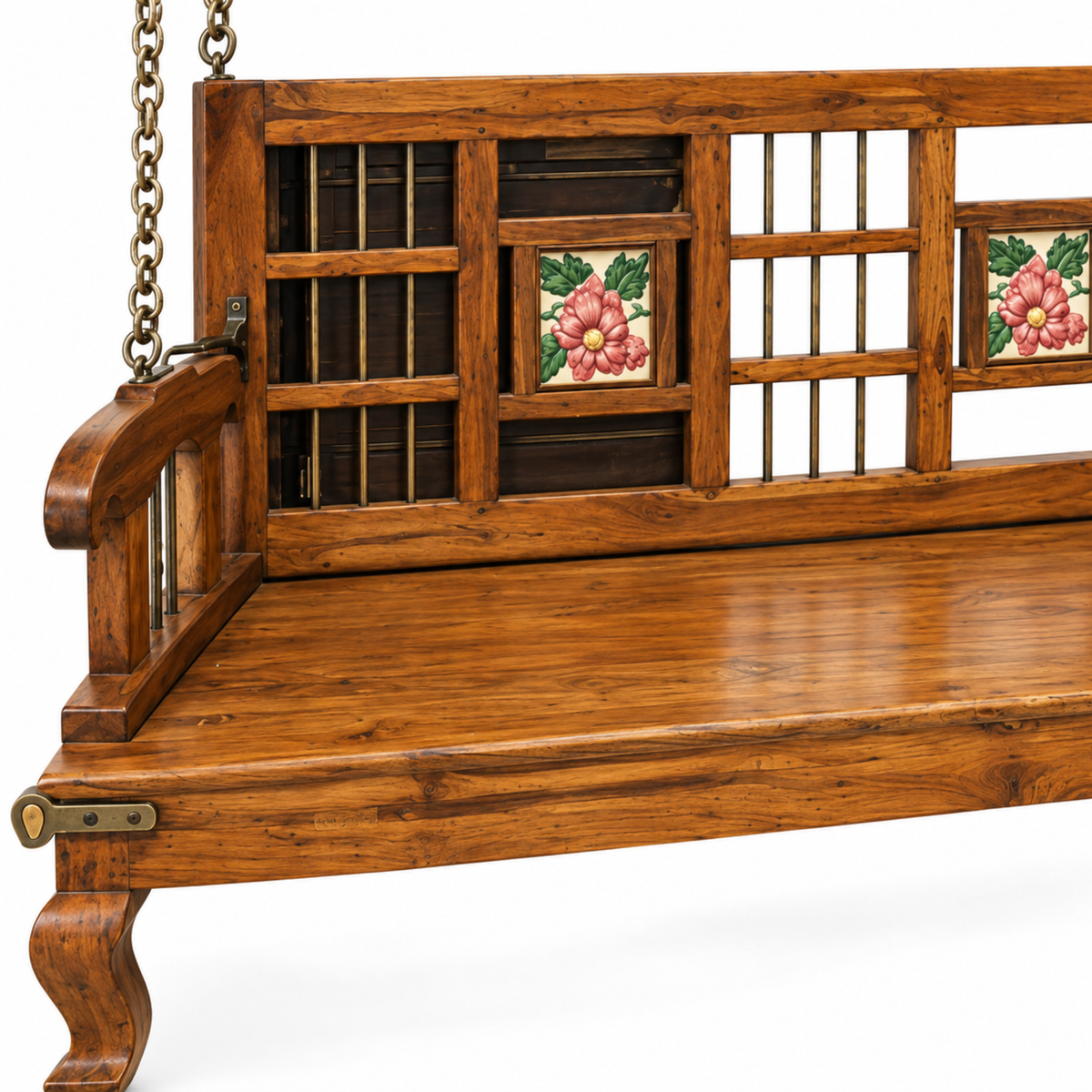 Vintage Teak Wood Two-Way Swing with Tile Detail