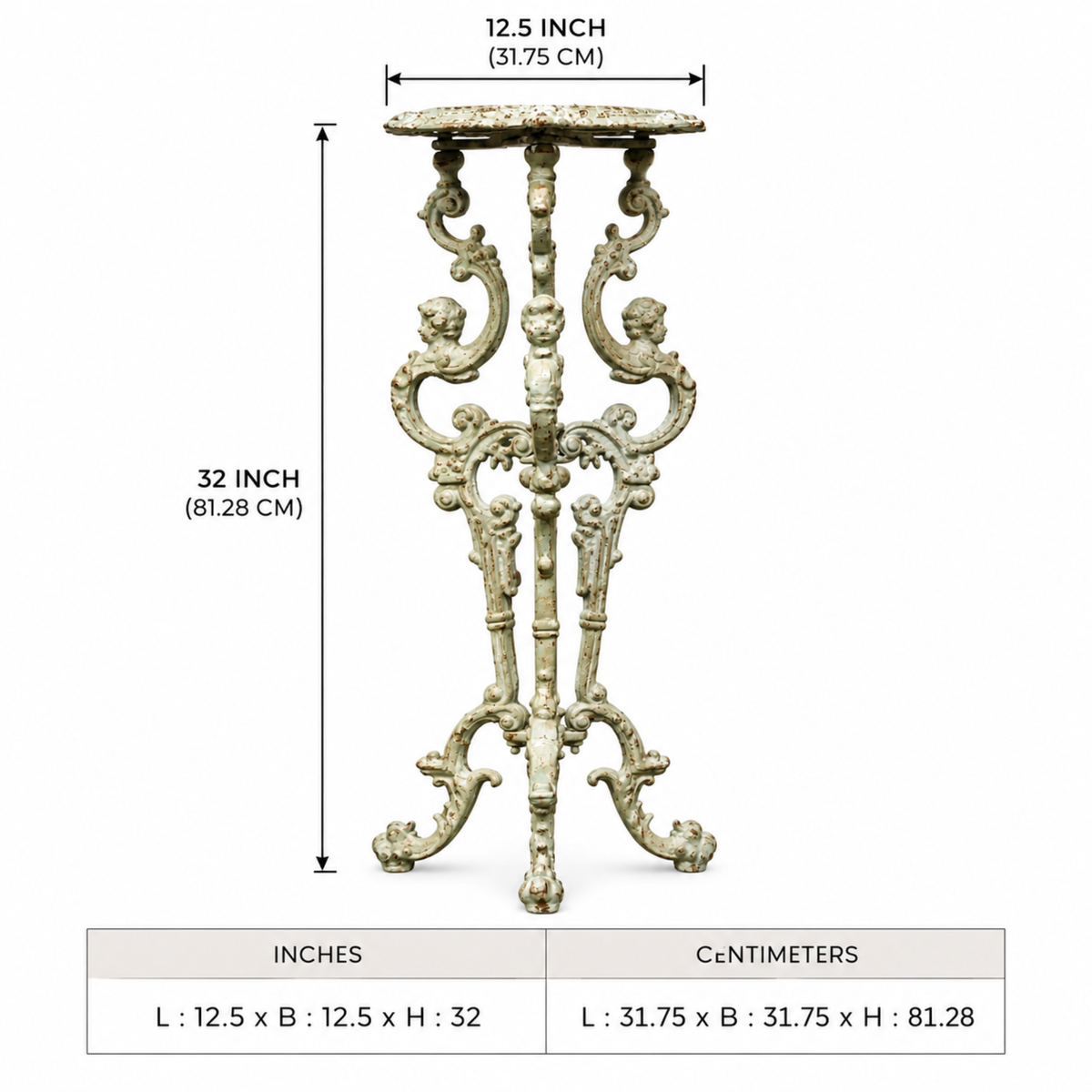 Gothic Blue Cast Iron Accent Table