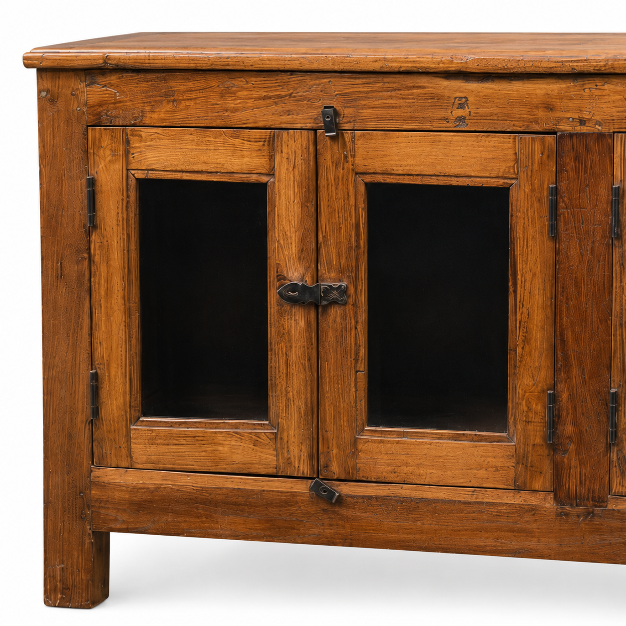 Rustic Solid Wood 4 Door Sideboard Cabinet