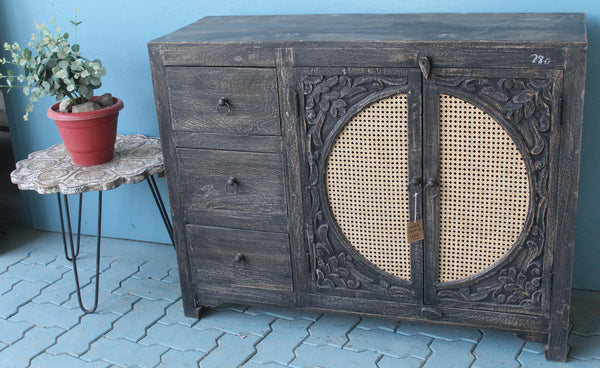 Pre Order Carved Sideboard with Wicker Door