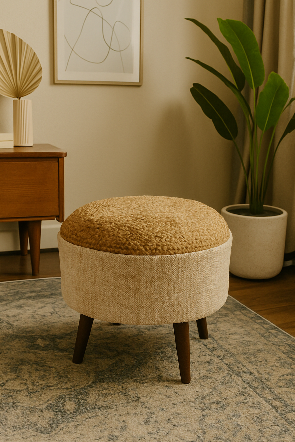 Jute woven Upholstry Ottoman