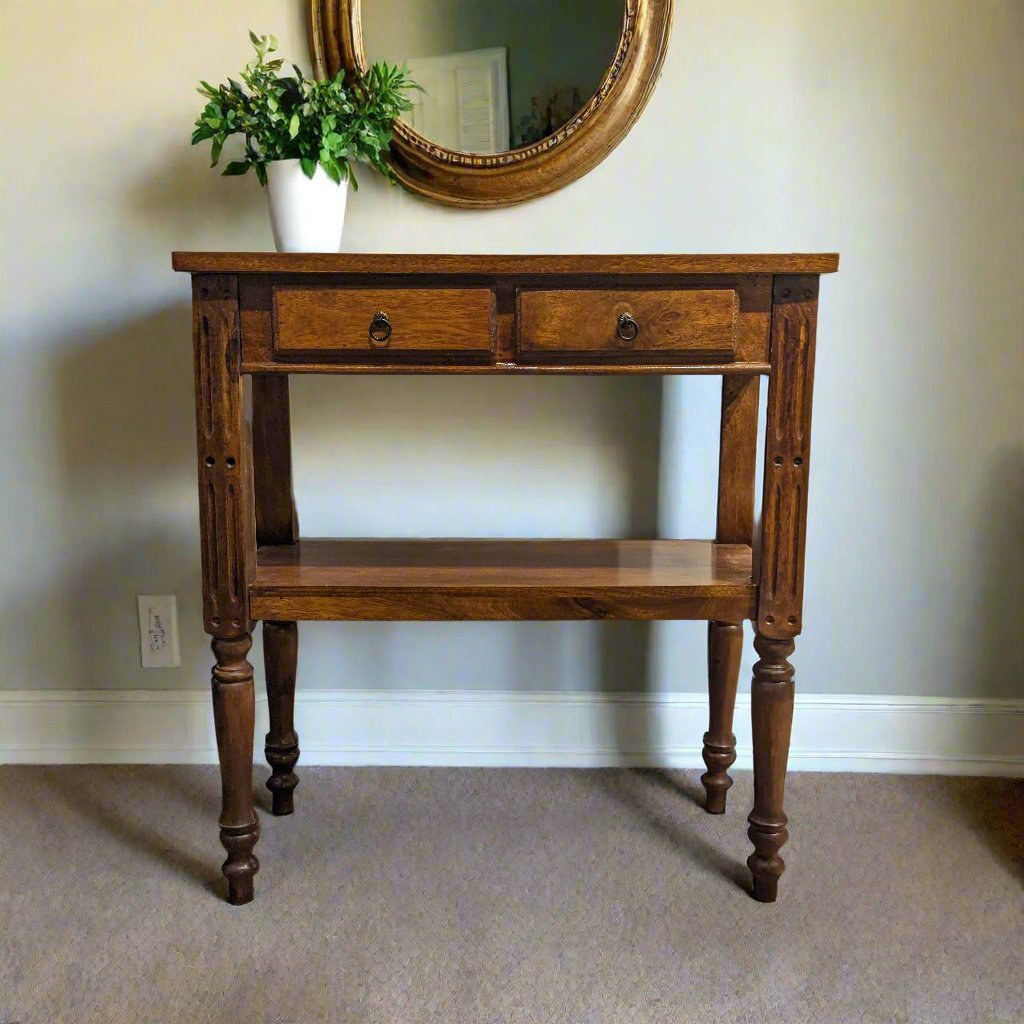 Classic Console Table with two drawers and open shelf