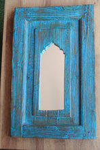 Load image into Gallery viewer, Blue Distressed Jharokha Mirror

