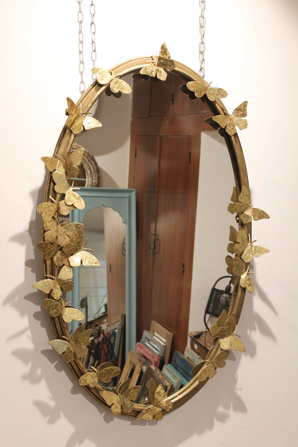 Gold Butterfly Metal Mirror