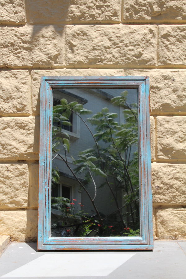 Blue Distressed Mirror