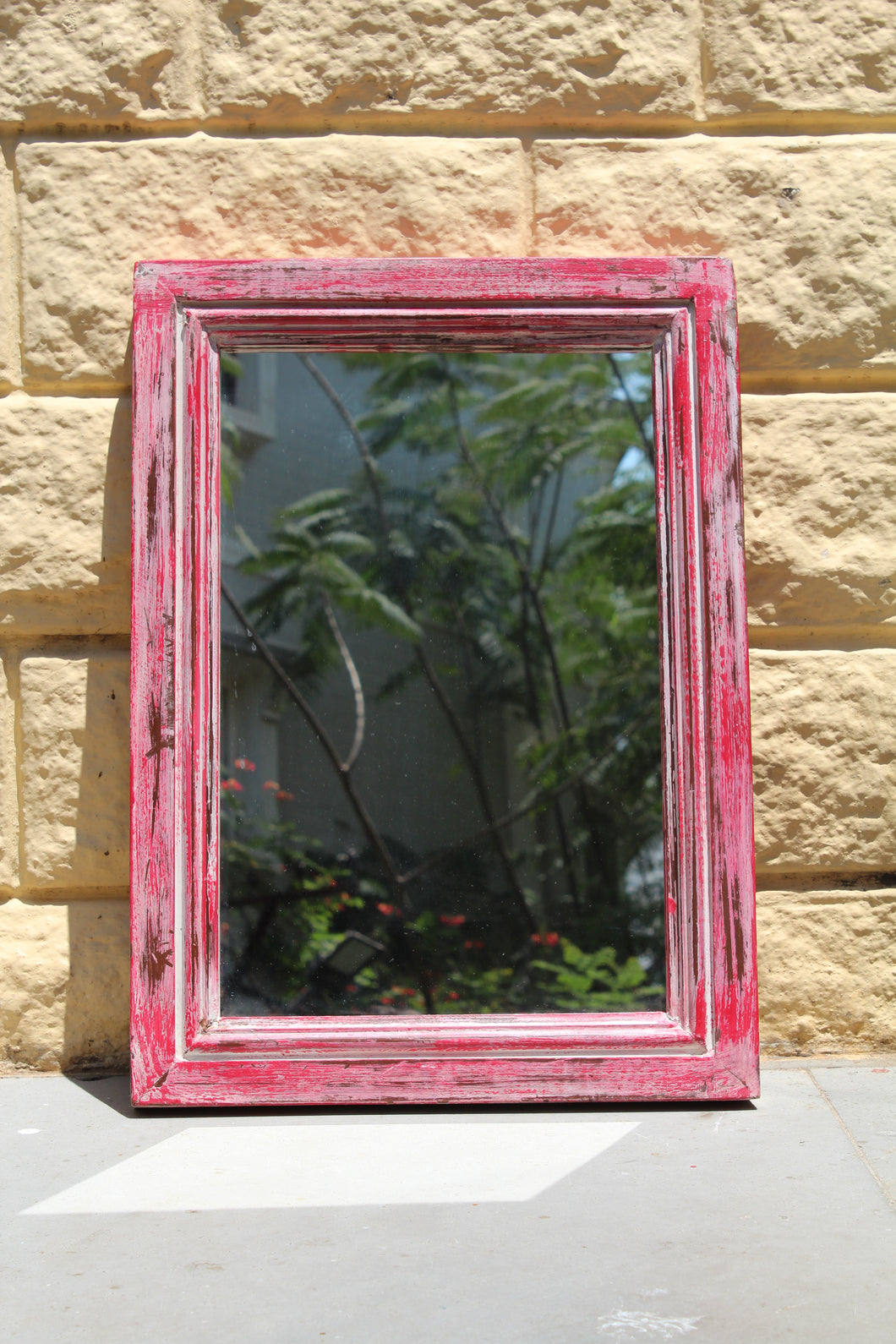 Red Distressed Mirror
