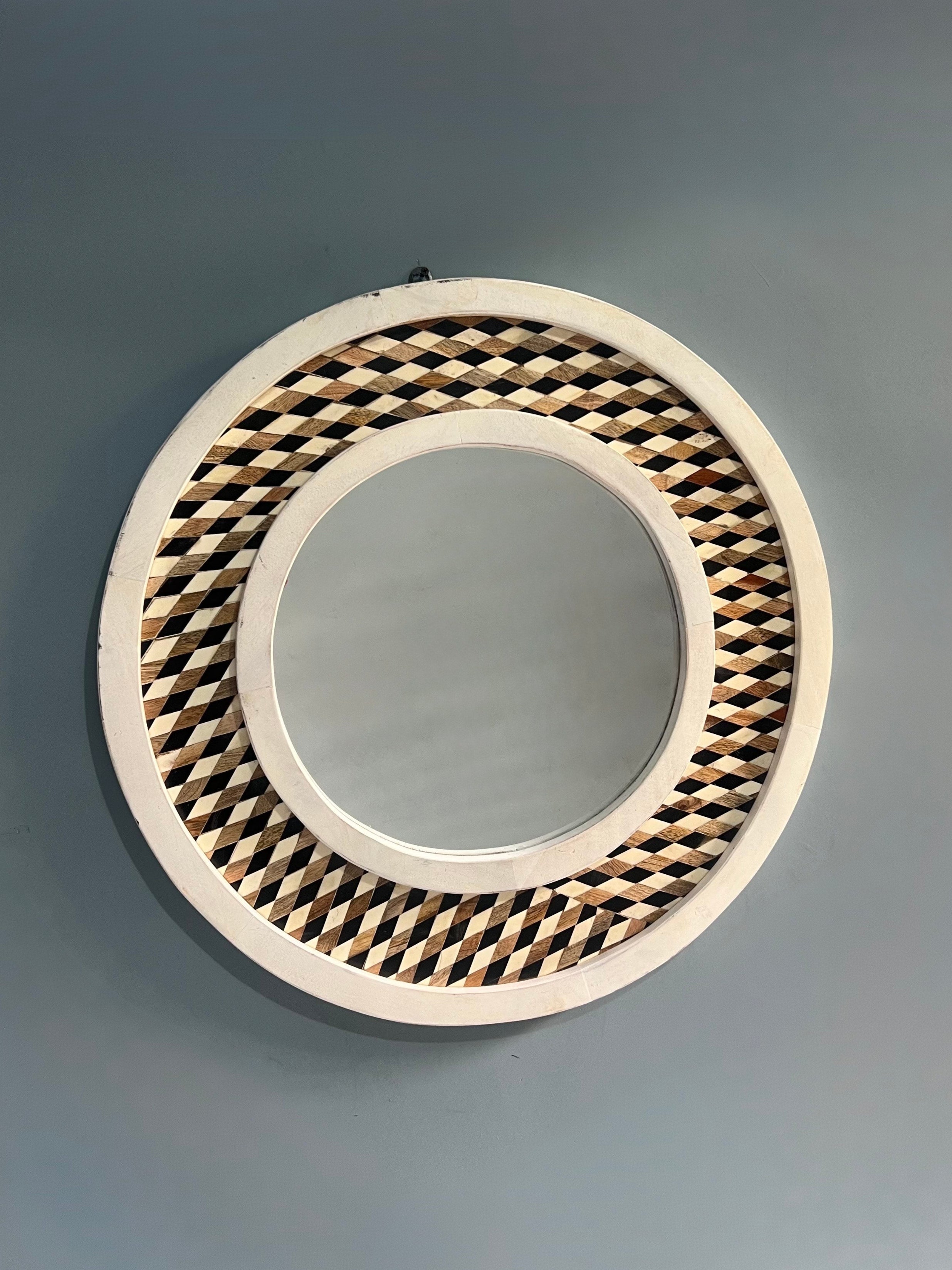 Mosaic Geometric Round Wall Mirror