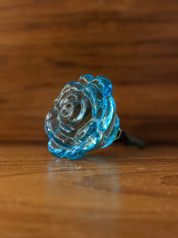 Blue Rose Glass Knob