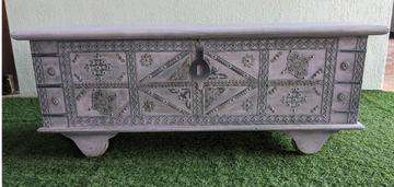 Lavender Wooden Trunk with Metal Work