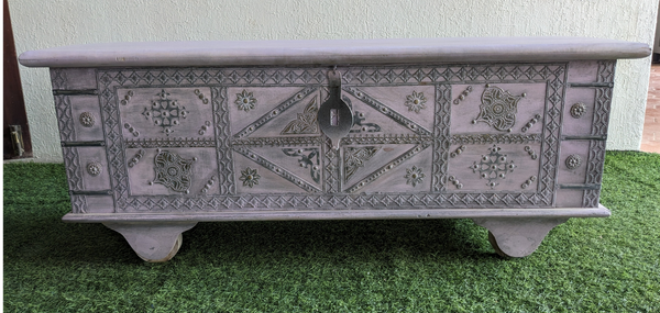 Lavender Wooden Trunk with Metal Work