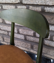 Load image into Gallery viewer, Green Chair with faux leather seat and wooden backrest
