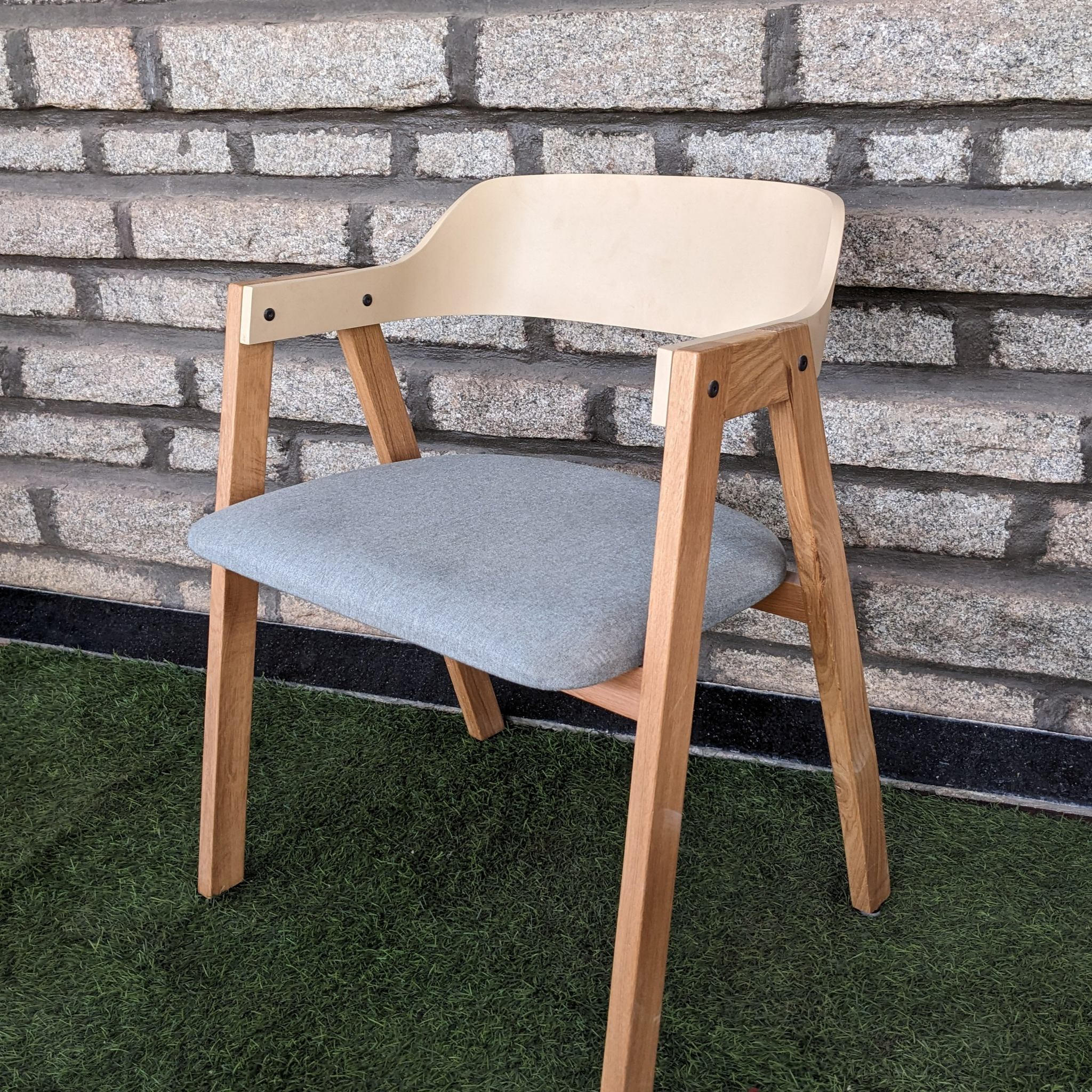Beige and Grey Chair with armrest