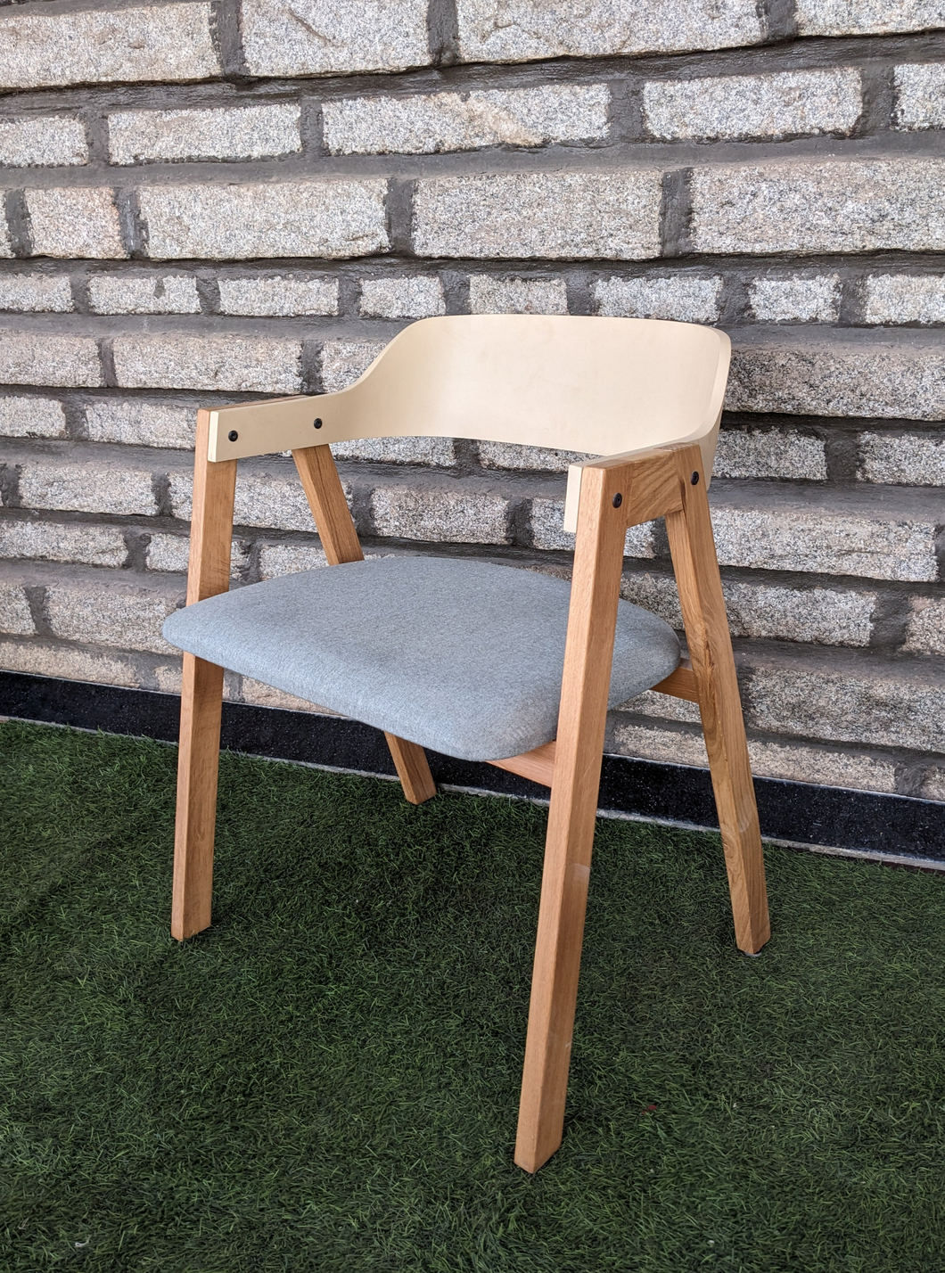 Beige and Grey Chair with armrest