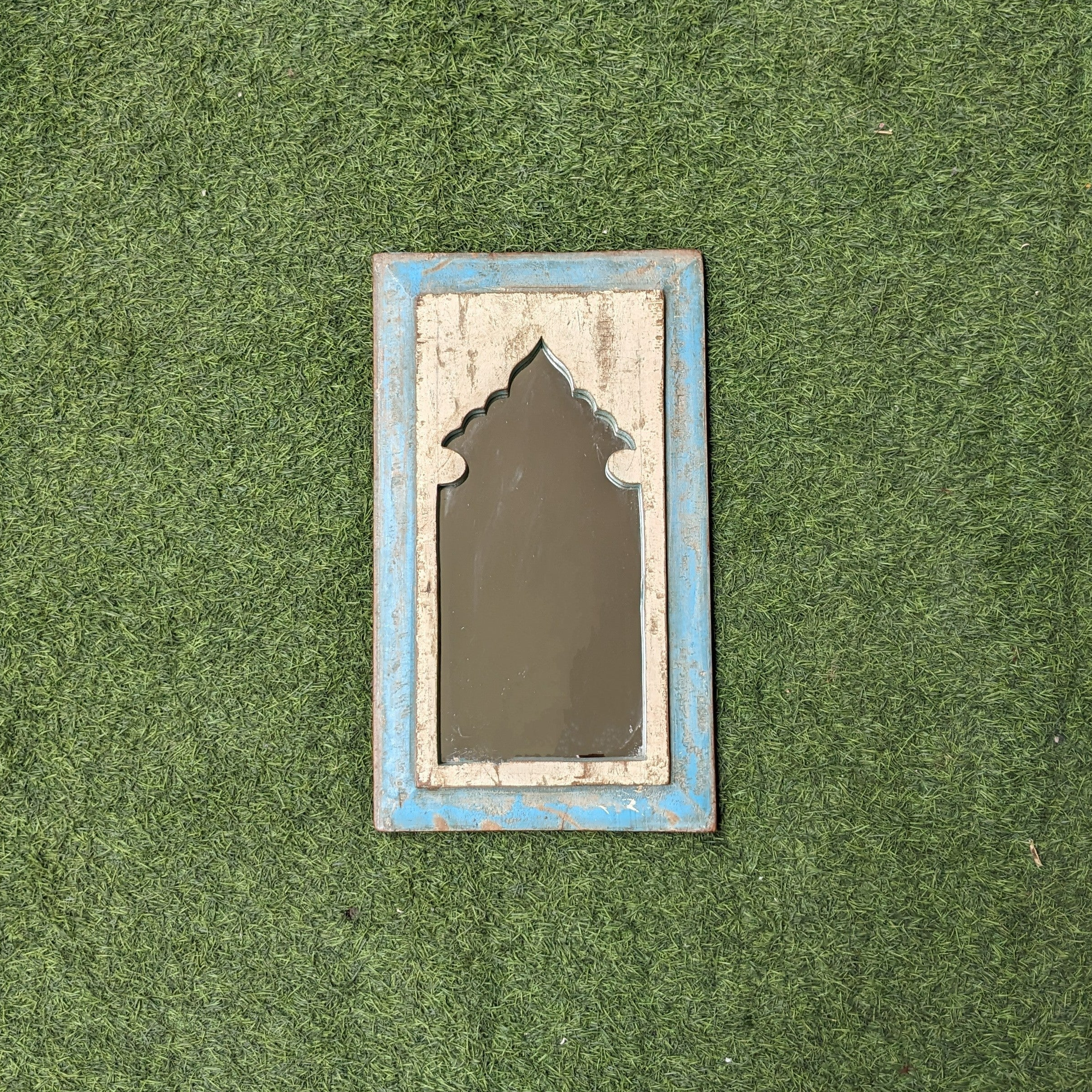 Blue and White Jharokha Mirror