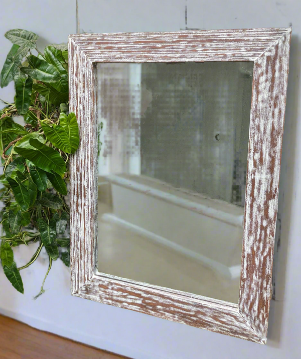 Distressed Teak Frame in Grey with mirror