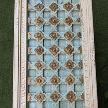 Load image into Gallery viewer, Blue and White Coffee Table with Brass details
