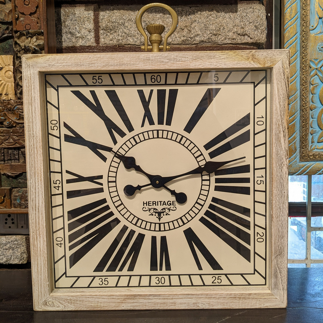 White Square wooden Clock