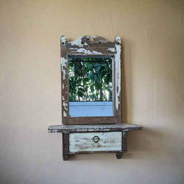 Distressed Brown Vintage Dresser with Mirror