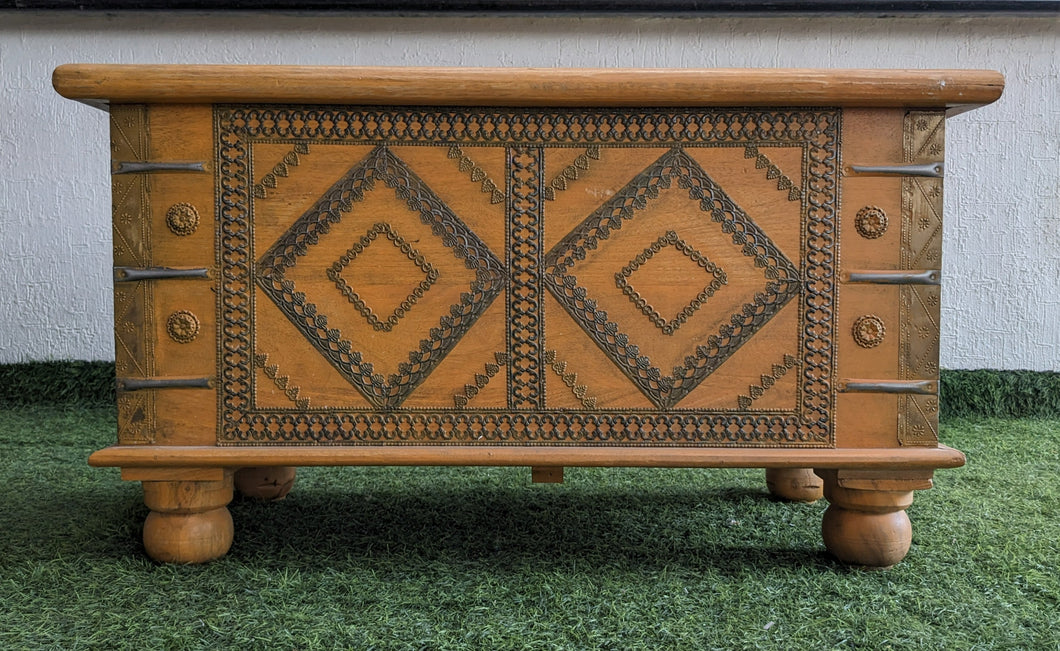 Turmeric Yellow Wooden Trunk with Brass details