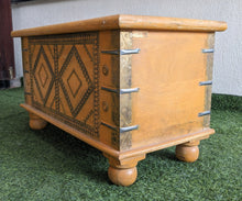 Load image into Gallery viewer, Turmeric Yellow Wooden Trunk with Brass details
