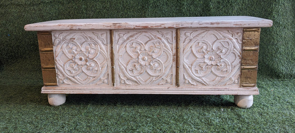 White Wooden Trunk with Brass details