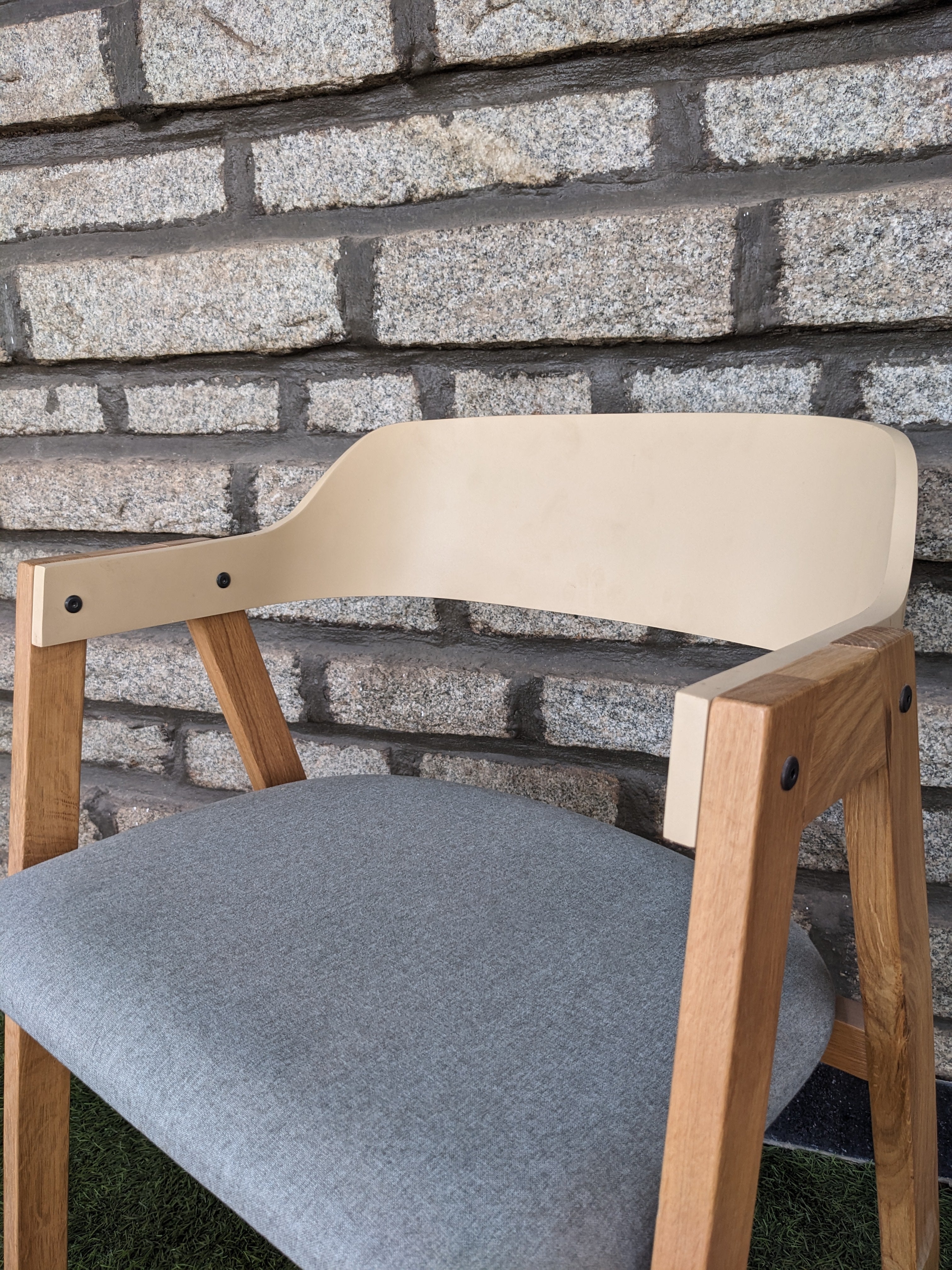 Beige and Grey Chair with armrest
