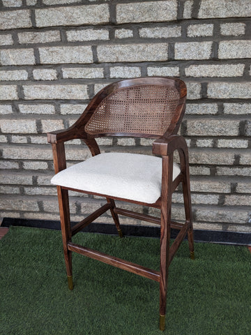 Dark Brown Wooden cushioned High Chair with Cane back rest