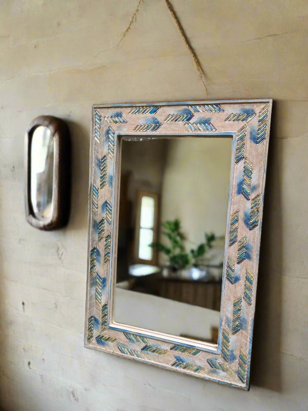 Beige Wooden Frame with Glass beads