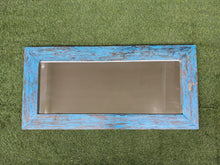 Load image into Gallery viewer, Distressed Blue Wooden Frame Mirror
