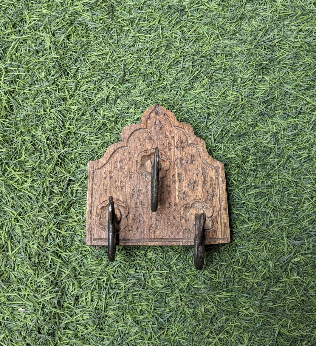 Carved Wood with three hooks