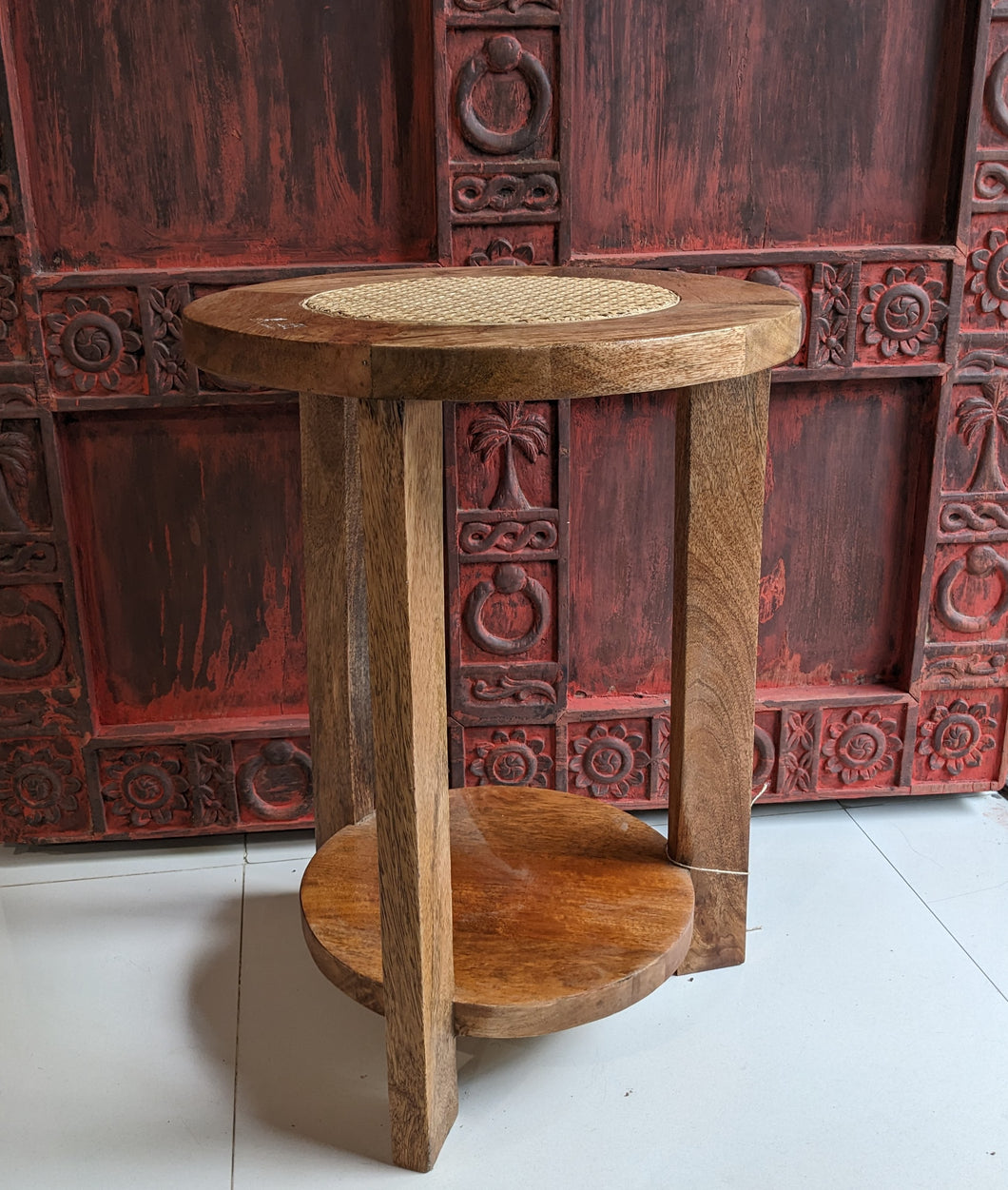 Round Rattan Accent Table