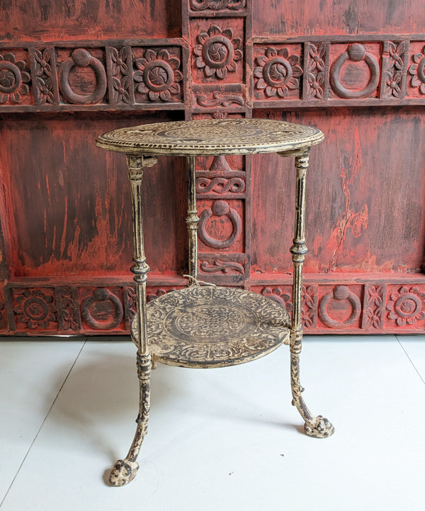 Distressed Brown Cast Iron Table/Plant Stand